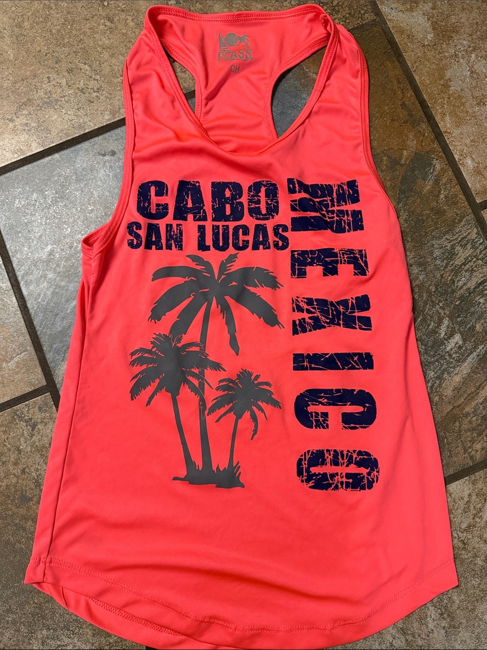 Peach Pink Cabo San Lucas Graphic Tankini Top - Unbranded